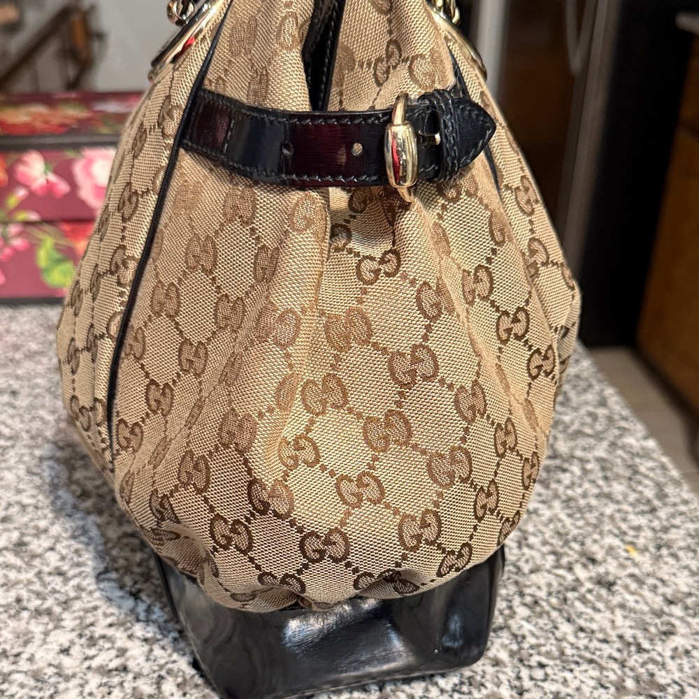 Gucci Full Moon Tote Tan and Black Monogram Shoulder Bag - Picture 8 of 10